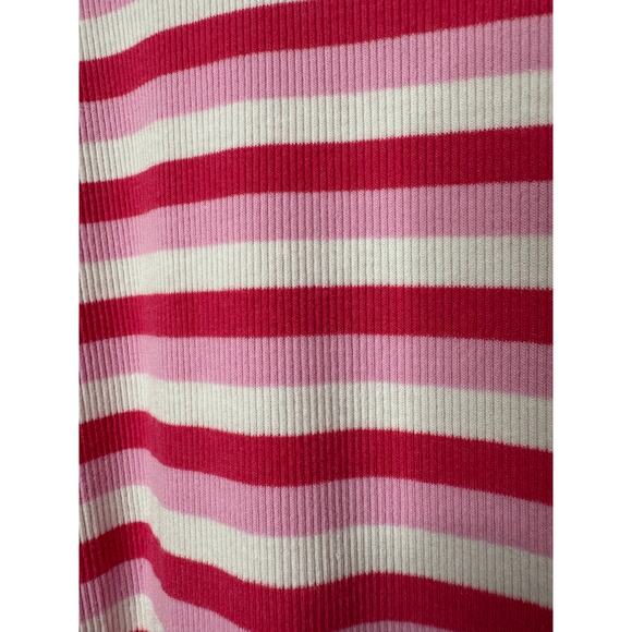 J. Crew Factory Pink White Striped Cotton Mock Turtleneck Ribbed Size XL - Picture 3 of 6